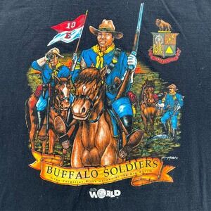 VINTAGE TULTEX T Shirt 90s Buffalo Soldiers Men XL Black Civil War Military READ